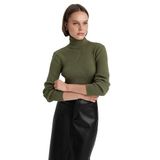 DeFacto Kadın Slim Fit Balıkçı Yaka Triko Kazak, Yeşil, S