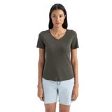 DeFacto Kadın Slim Fit Kısa Kollu Tişört, Koyu Haki, S