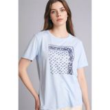 DeFacto Kadın T-shirt G2883AX/BE177 LT.BLUE
