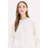 Defacto Kalın Basıc Sweatshirt Bisiklet Yaka Regular Fit, 2XL, D6645AX25SP, Beyaz-WT32, Kadın, XXL