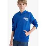 Defacto Kapüşonlu Baskılı İçi Yumuşak Tüylü Okul Sweatshirt Erkek Çocuk, 5-6 Yaş, E9579A825AU, Mavi-BE399, erkek-çocuk, 5/6 Yaş (116cm)