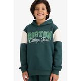 Defacto Kapüşonlu Baskılı İçi Yumuşak Tüylü Sweatshirt Erkek Çocuk, 5-6 Yaş, G5553A825CW, Yeşil-GN536, erkek-çocuk, 5/6 Yaş (116cm)