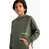 DeFacto Kapüşonlu Baskılı İçi Yumuşak Tüylü Sweatshirt Erkek Çocuk G5540A825CW - Haki-KH172 - 5 - 6 Yaş