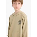 DeFacto Kapüşonlu Baskılı Okul Sweatshirt Erkek Çocuk, 8-9 Yaş, E9572A825AU, Haki-KH445, erkek-çocuk