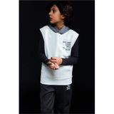 DeFacto Kapüşonlu Baskılı Skuba Dalgıç Kumaş Kolsuz Sweatshirt Çocuk, 8-9 Yaş, Kapüşonlu Baskılı Skuba Kolsuz Sweatshirt, Gri-GR492, Erkek