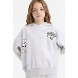 DeFacto Kapüşonlu Baskılı Sweatshirt Kız Çocuk G6829A826SP - Gri-GR421 - 5 - 6 Yaş