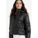 DeFacto Kapüşonlu Polar Astarlı Suni Deri Mont, XS, F2142AX25WN, Siyah-BK27, Kadın