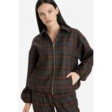 DeFacto Kareli Fermuarlı Blazer Ceket, 40, G7928AX25WN, Kahve-BN267, Kadın
