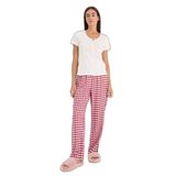 DeFacto Kareli Flanel Pijama Altı, S, G1722AX26SP, Bordo-BR205, kadın