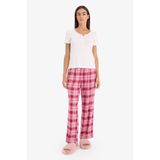 DeFacto Kareli Flanel Pijama Altı, S, G1723AX26SP, Bordo-BR205, kadın