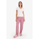 DeFacto Kareli Flanel Pijama Altı, XXL, G1722AX26SP, Bordo, Kadın