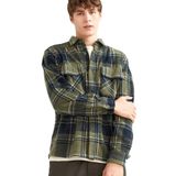 DeFacto Kareli Polar Gömlek Regular Fit Uzun Kollu, S, F0104AX, DARK KHAKI, Erkek