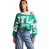 DeFacto Kayık Yaka Baskılı Sweatshirt, M, G3329AX25WN, Haki-KH258, kadın
