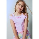 DeFacto Kayık Yaka Fitilli Kısa Kollu Pembe Bluz Kız Çocuk I0041A826HS - Pembe-PN614 - 7 - 8 Yaş