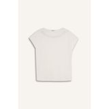 DeFacto Kayık Yaka Taş Baskılı Kırık Beyaz Kadın T-Shirt G3285AX/WT32
