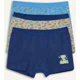 DeFacto Kaykay Baskılı Penye 3'lü Boxer Erkek Çocuk H1636A826SM - 11 - 12 Yaş - İndigo