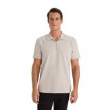 DeFacto Kırışmaz Fermuarlı Polo Yaka Tişört, M, E801GY106495, Açık Gri, Erkek