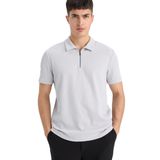 DeFacto Kırışmaz Fermuarlı Polo Yaka Tişört, XL-XXL, B7355AX25AU, Gri-GR184, Erkek