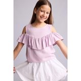 DeFacto Kısa Kollu Bluz Kız Çocuk H1223A826SM - 8 - 9 Yaş - Mor-PR337