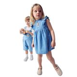 DeFacto Kız Bebek Ayıcıklı Kolsuz Jean Elbise, 3-4 Yaş, H2820A526SM, Mavi-NM39, Bebek-Kızlar