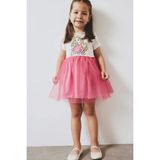 DeFacto Kız Bebek Barbie Kısa Kollu Yazlık Tül Elbise F0529A525SM - Ekru-ER105 - -- - 9 - 12 Ay