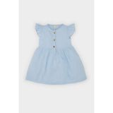 DeFacto Kız Bebek Basic Düz Kısa Kollu Flamlı Poplin Yazlık Elbise Z7402A225SM - Mavi-BE343 - Dropsuz - 6 - 9 Ay