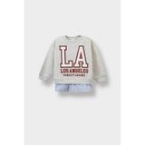 Defacto Kız Bebek Bisiklet Yaka Baskılı İçi Yumuşak Tüylü Sweatshirt F3751a525augr400 Gri