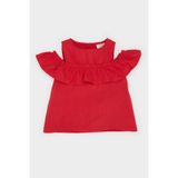 DeFacto Kız Bebek Bisiklet Yaka Flamlı Poplin Kısa Kollu Bluz E2849A525SM - -- - 2 - 3 Yaş