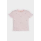 DeFacto Kız Bebek Bisiklet Yaka Kalp Desenli Fitilli Kaşkorse Kısa Kollu Tişört F3692A525SM - Pembe-PN648 - 12 - 18 Ay
