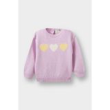 DeFacto Kız Bebek Bisiklet Yaka Kalp Desenli Triko Kazak C8089A525AU - Mor-PR251 - 9 - 12 Ay