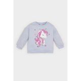 Defacto Kız Bebek Bisiklet Yaka Unicorn Baskılı İçi Yumuşak Tüylü Sweatshirt D7198a524wnbe216 Mavi