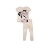 DeFacto Kız Bebek Disney Mickey & Minnie Kısa Kollu Fitilli Kaşkorse Kısa Kollu Pijama Takımı Ekru 6-9 Ay