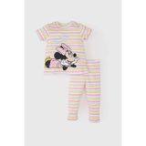 DeFacto Kız Bebek Disney Mickey & Minnie Pijama Takımı Fitilli Kaşkorse Kısa Kollu Üst Beli Lastikli Uzun Alt E0767A525SM - Ekru-ER98 - 18 - 24 Ay
