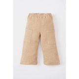 DeFacto Kız Bebek Geniş Bol Paça Pantolon Bej-BG65 Jakar Kumaş Lastikli Cepli Model - 5 - 6 Yaş