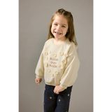 DeFacto Kız Bebek Oversize Geniş Kalıp Bisiklet Yaka Çiçekli Nakışlı İçi Yumuşak Tüylü Sweatshirt G6837A525C