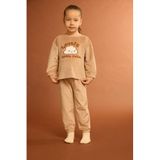 DeFacto Kız Bebek Pijama Takımı Bulut Baskılı Uzun Kollu Welsoft Pelüş Üst Uzun Alt G1527A525WN