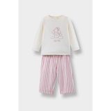 DeFacto Kız Bebek Pijama Takımı Tavşan Baskılı Uzun Kollu Velur Üst Çizgili Uzun Alt F5562A525WN - Bordo-BR277 - 2 - 3 Yaş