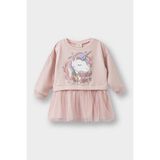 DeFacto Kız Bebek Unicorn Baskılı Uzun Kollu Tül Elbise F7092A525AU - Mor-PR345 - 1 - 1,5 Yaş