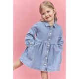 DeFacto Kız Bebek Uzun Kollu Jean Elbise, 2-3 Yaş, H0372A526SM, Mavi-NM39, Bebek-Kızlar