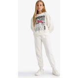 DeFacto Kız Çocuk 2'li Takım Baskılı Sweatshirt Eşofman Altı E6416A825AU - Ekru-ER105 - Dropsuz - 5 - 6 Yaş