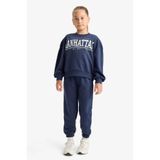 DeFacto Kız Çocuk 2li Takım Baskılı Sweatshirt Eşofman Altı E6416A825AU