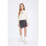 DeFacto Kız Çocuk 2'li Takım Baskılı Sweatshirt Şort Etek D9232A825SP