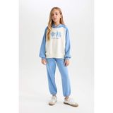 DeFacto Kız Çocuk 2'li Takım Kapüşonlu Baskılı Sweatshirt Beli Lastikli Eşofman Altı D4065A824WN