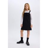 DeFacto Kız Çocuk Askılı Gabardin Salopet Elbise D9306A825SPBK27 Siyah