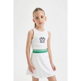 DeFacto Kız Çocuk Atlet Slim Fit Kaşkorse Beyaz Nefes Alabilir ve Rahat Kesim C4720A824SM - 9 - 10 Yaş - Beyaz-WT34