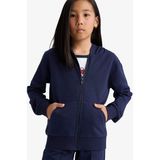 DeFacto Kız Çocuk Basic Düz Kapüşonlu Okul Fermuarlı Sweatshirt C8110A825AU - 7 - 8 Yaş - Lacivert-NV241