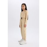 DeFacto Kız Çocuk Beli Lastikli Cepli Jogger Eşofman Altı D9622A825SM - Bej-BG203 - 11 - 12 Yaş