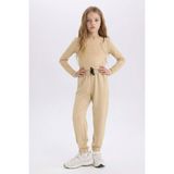 DeFacto Kız Çocuk Beli Lastikli Cepli Jogger Eşofman Altı D9622A825SM - Bej-BG203 - 7 - 8 Yaş