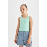 DeFacto Kız Çocuk Bisiklet Yaka Basic Düz Atlet D0877A824HS - Yeşil-GN1229 - 8 - 9 Yaş