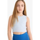 DeFacto Kız Çocuk Bisiklet Yaka Basic Düz Atlet D9097A825HS - Mavi-BE343 - 5 - 6 Yaş